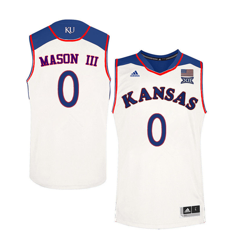 Men Kansas Jayhawks #0 Frank Mason III College Basketball Jerseys-White